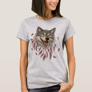 A happy smiling wolf in feathers T-Shirt