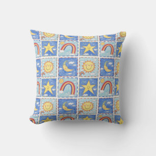 A Happy Sun, Moon, Star and Rainbow Cushion