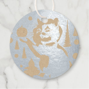 A happy tuxedo cat celebrating Christmas  posters Favour Tags