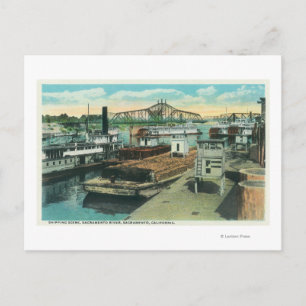 A Harbour Shipping Scene on Sacramento River Postcard