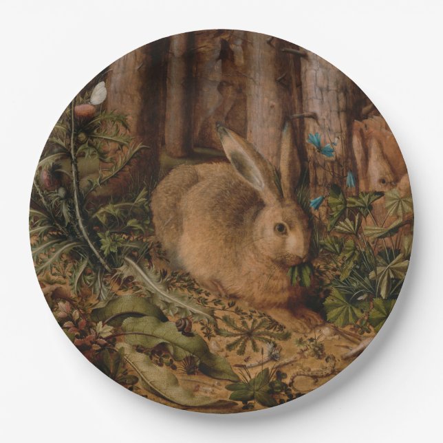 A Hare in the Forest (by Hans Hoffmann) Paper Plate (Front)