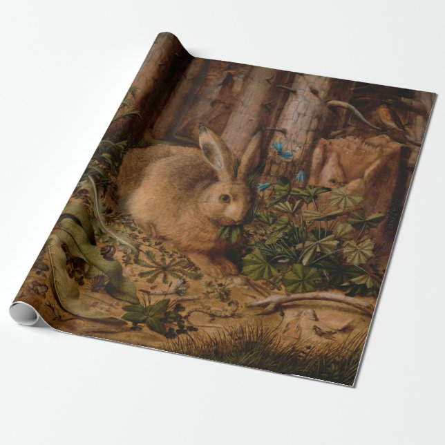 A Hare in the Forest (by Hans Hoffmann) Wrapping Paper (Unrolled)