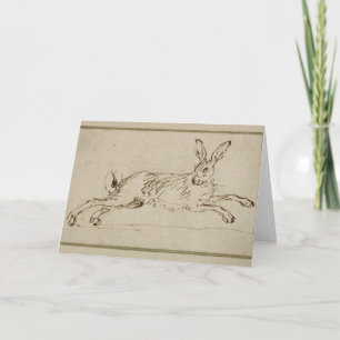A Hare Running, With Ears Pricked (pen & ink on pa Card