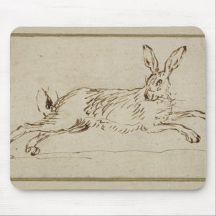A Hare Running, With Ears Pricked (pen & ink on pa Mouse Mat
