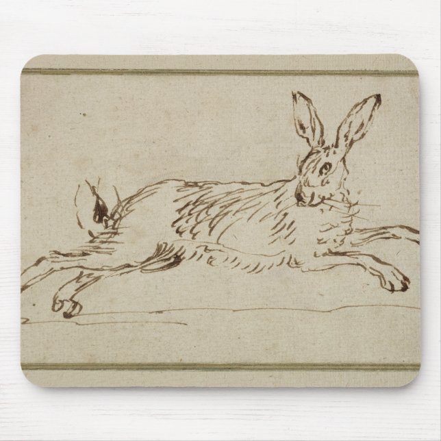 A Hare Running, With Ears Pricked (pen & ink on pa Mouse Mat (Front)