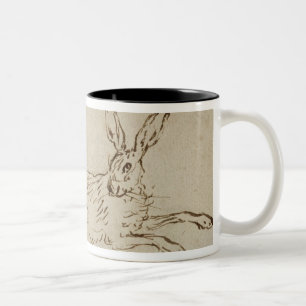 A Hare Running, With Ears Pricked (pen & ink on pa Two-Tone Coffee Mug