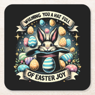 A Hat full of Easter Joy Square Paper Coaster