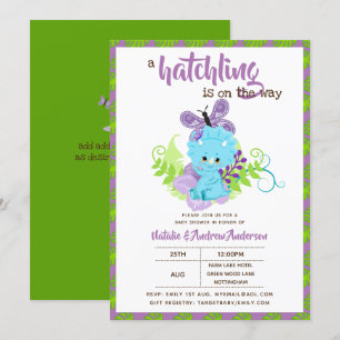 A Hatchling Is On The Way Dinosaur Baby Shower Invitation