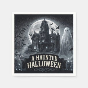 A Haunted Halloween Vintage Gothic Illustration Napkin
