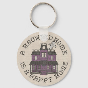 A Haunted Home is a Happy Home Cross Stich Key Ring