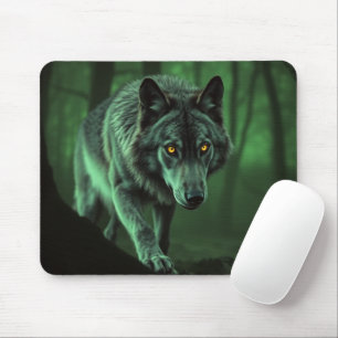 A Haunting Gaze Of A Night Wolf Mouse Mat