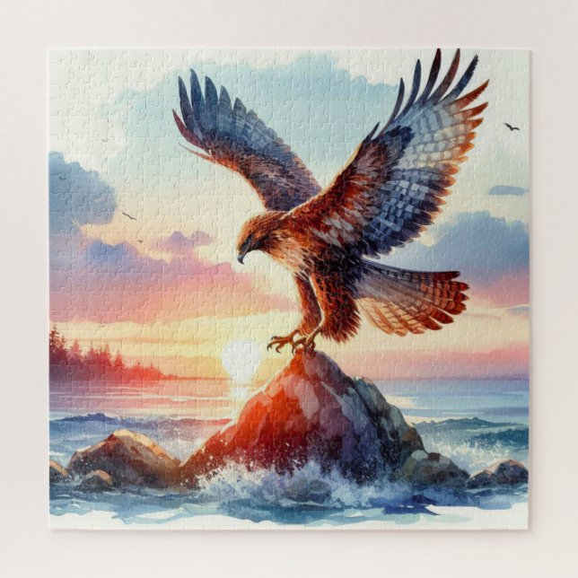 A hawk at sea jigsaw puzzle (Vertical)