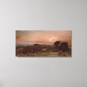 A Hayfield near East Bergholt at Sunset Canvas Print