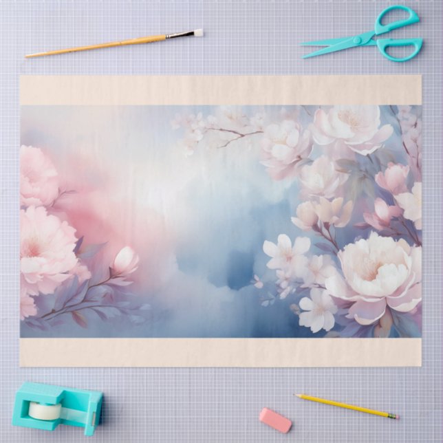 A Hazy Floral Blossom Design #3 Tissue Paper (Craft)