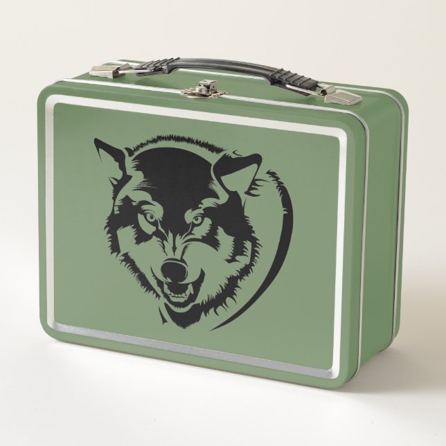 A Head of a Wolf Metal Lunch Box (Front)