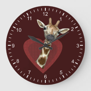 A Heart For Giraffes Large Clock