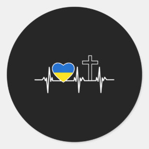 A Heart For Jesus And Ukraine - Christian Clothing Classic Round Sticker