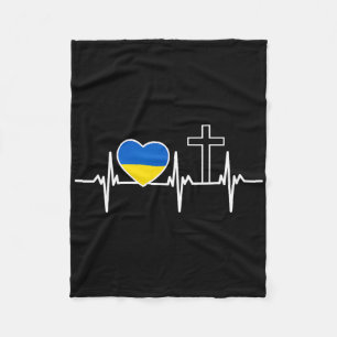 A Heart For Jesus And Ukraine - Christian Clothing Fleece Blanket