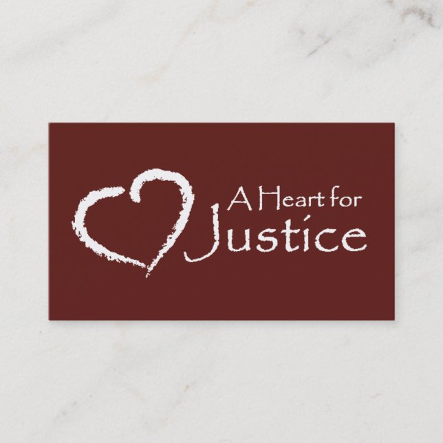 A Heart for Justice cards (maroon) (Front)