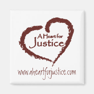 A Heart for Justice magnet (white)