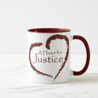 A Heart for Justice mug 15 oz. (maroon ringer)