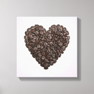 A heart made of coffee beans canvas print