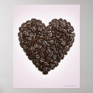 A heart made of coffee beans poster