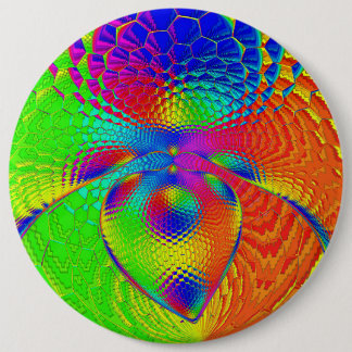 a heart with a psychedelic and colorful style 6 cm round badge