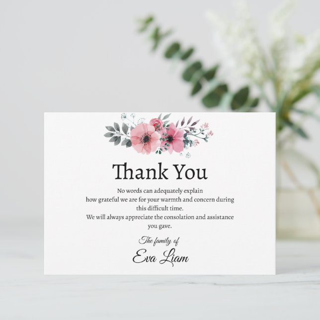 A Heartfelt funeral Thank you card (Standing Front)