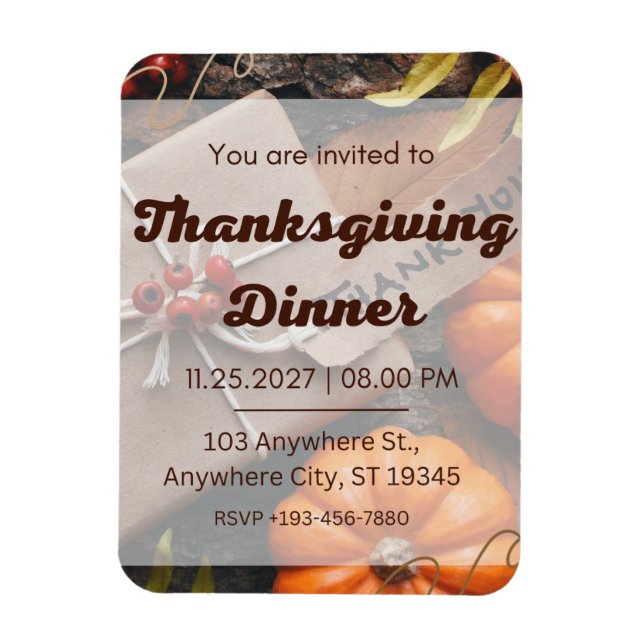 A Heartfelt Invitation to a Delicious Thanksgiving Magnet (Vertical)