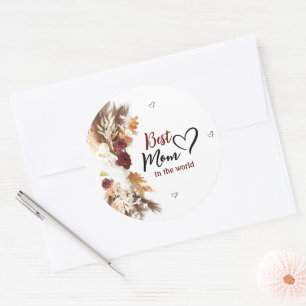 A hearty best mum in the world round sticker
