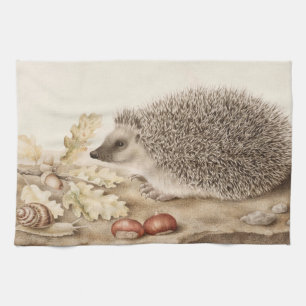 A Hedgehog in a Landscape by Giovanna Garzoni Tea Towel