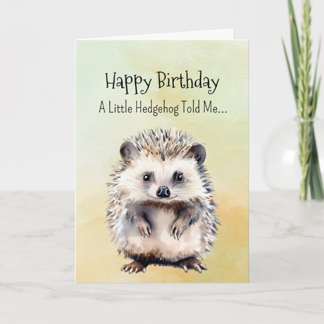 A Hedgehog Personality Birthday Fun Animal Card (Front)