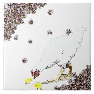 A hen and chicks tile