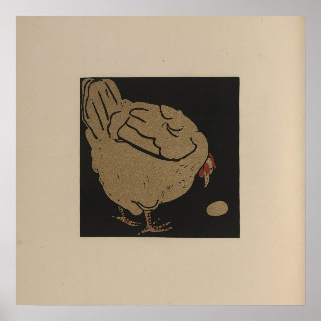 A Hen looks at her egg Poster (Front)