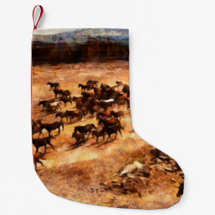 A herd of wild running horses. Artistic work on th Small Christmas Stocking