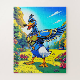 A heroic cartoon duck children's jigsaw puzzle
