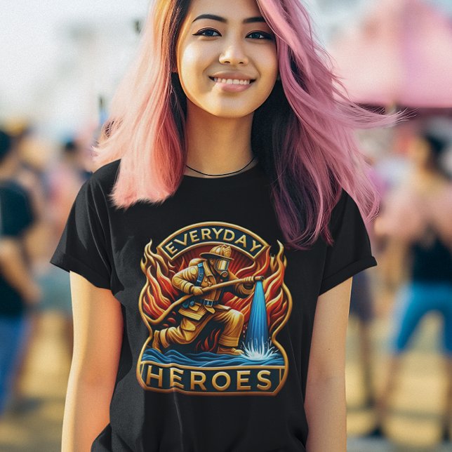 A Hero's Battle: Firefighter Taming Flames T-Shirt (Creator Uploaded)