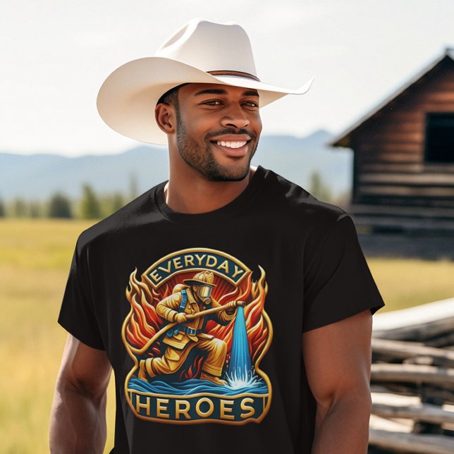 A Hero's Battle: Firefighter Taming Flames T-Shirt (Creator Uploaded)