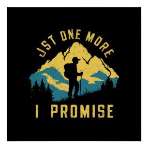 a hiker agains mountains poster