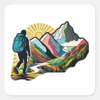 A hiker walking down a mountain path