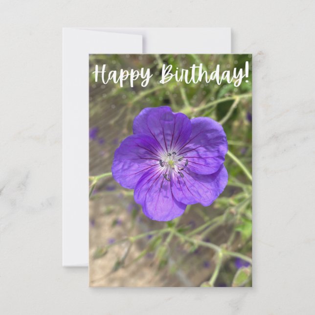 A Hint of Z "Purple Floral Happy Birthday" card (Front)