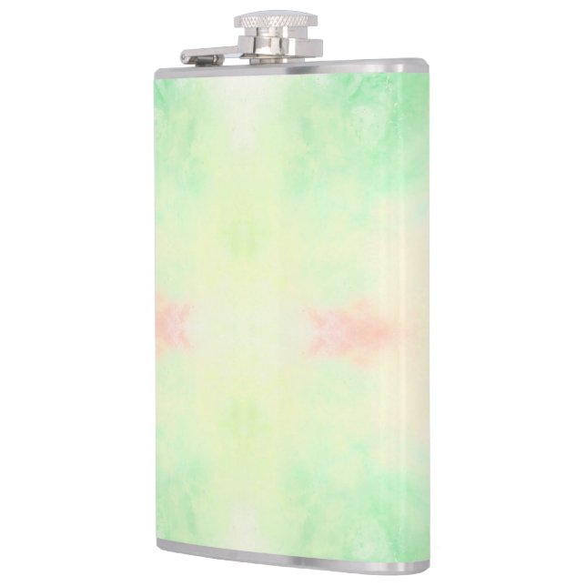 A hip flask with a pastel watercolor design  (Left)