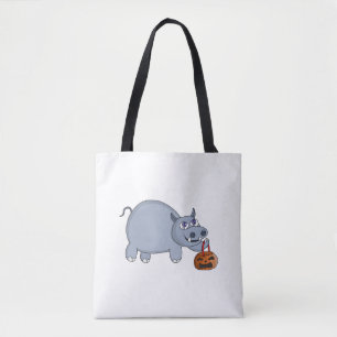 A Hippo with a Pumpkin Bag