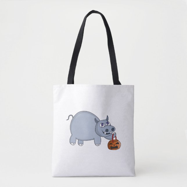 A Hippo with a Pumpkin Bag (Front)