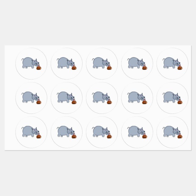 A Hippo with a Pumpkin Bag (Sheet)