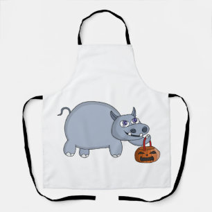A Hippo with a Pumpkin Bag Apron