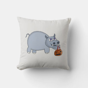A Hippo with a Pumpkin Bag Cushion