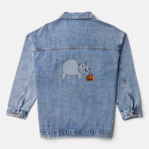 A Hippo with a Pumpkin Bag Denim Jacket