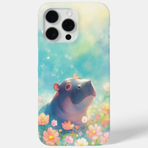 A Hippopotamus in Floral Bloom iPhone 15 Pro Max Case